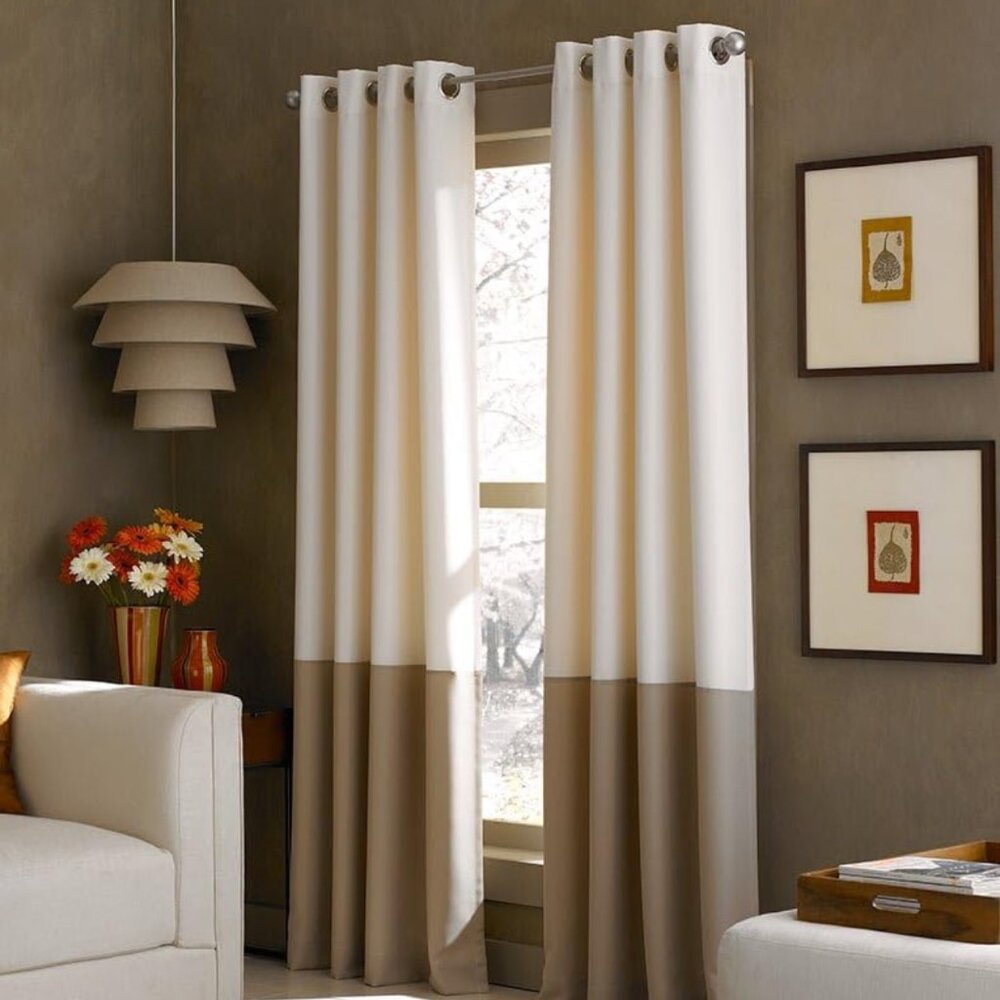 Curtainworks Kendall Curtain Panel, 63 inch long 52 wide (each panel), Ivory/Tan